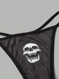 Kelsey Wilson Studio Goth 3 piezas Tanga de craneo & con estampado de mariposa