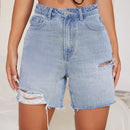 EZwear Shorts mezclilla desgarro bajo crudo