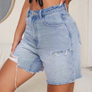 EZwear Shorts mezclilla desgarro bajo crudo