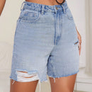 EZwear Shorts mezclilla desgarro bajo crudo