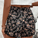 VCAY Shorts con estampado floral ribete con encaje con cordon delantero