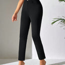 Petite pantalones unicolor de talle alto