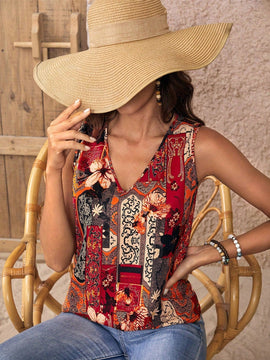 EMERY ROSE Camisa sin manga con estampado floral