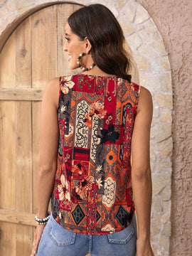 EMERY ROSE Camisa sin manga con estampado floral