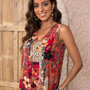 EMERY ROSE Camisa sin manga con estampado floral