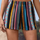 VCAY Shorts con estampado geometrico de cintura elastica