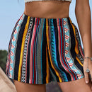 VCAY Shorts con estampado geometrico de cintura elastica