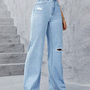 EZwear Jeans desgarro de pierna ancha con bordado de Conjuntoa