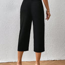 Pantalones capris unicolor con bolsillo oblicuo