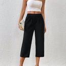 Pantalones capris unicolor con bolsillo oblicuo