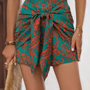 VCAY Skort con estampado tropical con nudo delantero