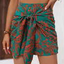 VCAY Skort con estampado tropical con nudo delantero