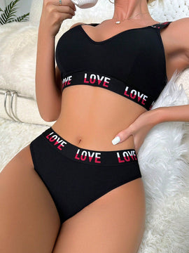 Set de lenceria panel con cinta con letra