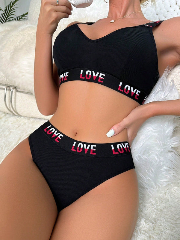 Set de lenceria panel con cinta con letra