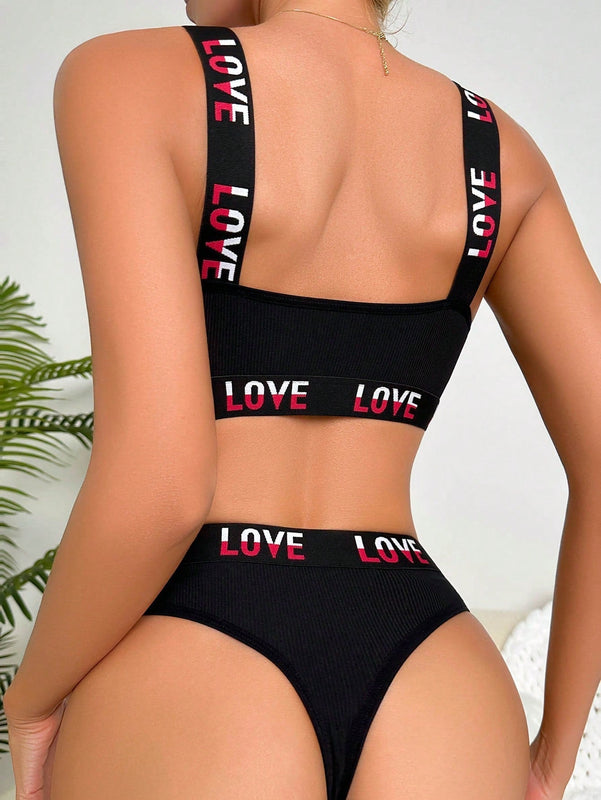 Set de lenceria panel con cinta con letra