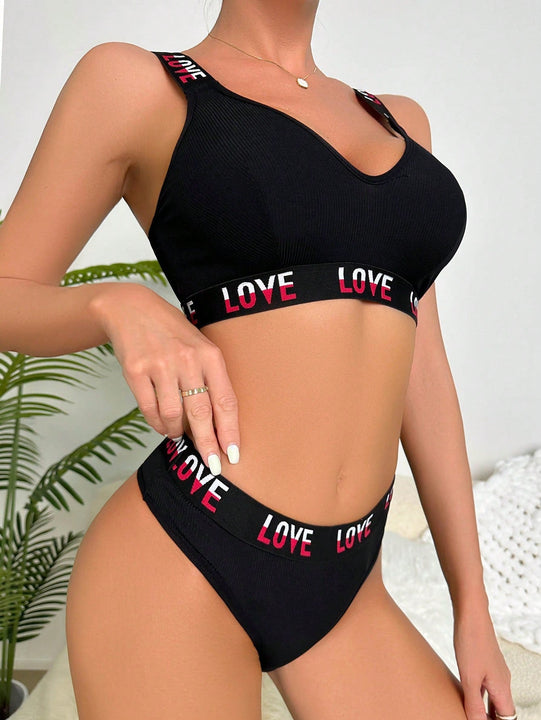 Set de lenceria panel con cinta con letra