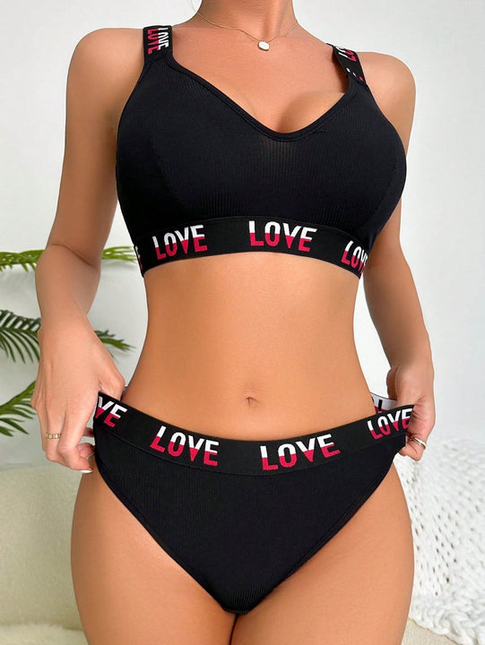 Set de lenceria panel con cinta con letra