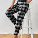 Essnce pantalones con estampado de cuadros con bolsillo oblicuo
