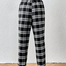 Essnce pantalones con estampado de cuadros con bolsillo oblicuo