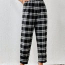 Essnce pantalones con estampado de cuadros con bolsillo oblicuo