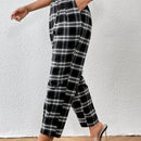Essnce pantalones con estampado de cuadros con bolsillo oblicuo