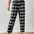 Essnce pantalones con estampado de cuadros con bolsillo oblicuo