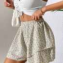 Shorts con estampado floral de dos capas bajo