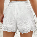 EZwear Shorts con bordado con ojal ribete en abanico con nudo delantero