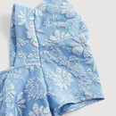 Mod vestido floral jacquard de cuello cuadrado de manga farol