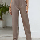 Tall pantalones unicolor de talle alto con cremallera