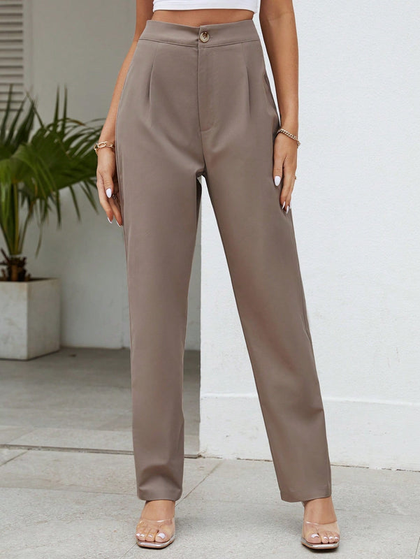 Tall pantalones unicolor de talle alto con cremallera