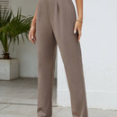 Tall pantalones unicolor de talle alto con cremallera