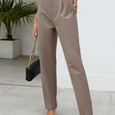 Tall pantalones unicolor de talle alto con cremallera