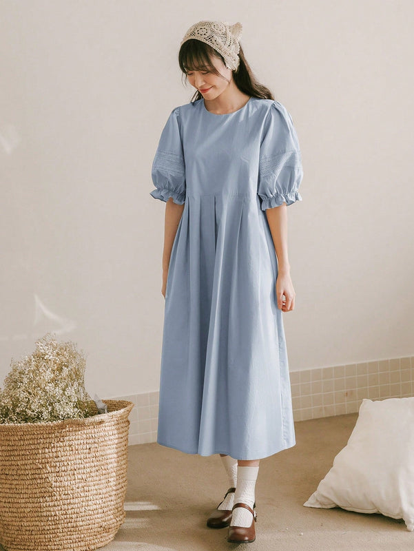 DAZY Vestido unicolor de manga farol