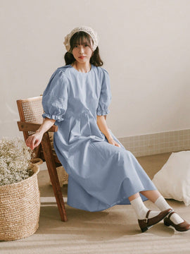 DAZY Vestido unicolor de manga farol