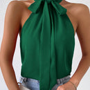 Prive Top halter unicolor de cuello con cordon