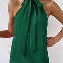 Prive Top halter unicolor de cuello con cordon