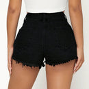 PETITE Shorts en mezclilla de talle alto bajo crudo