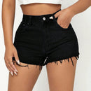 PETITE Shorts en mezclilla de talle alto bajo crudo