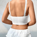 Top de tirantes crop ribete con encaje