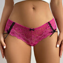 Ropa interior femenina de encaje floral y lazo decorativo
