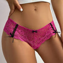 Ropa interior femenina de encaje floral y lazo decorativo