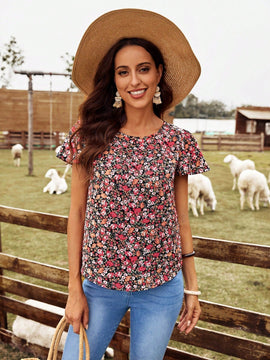 EMERY ROSE Blusa con estampado floral de manga mariposa