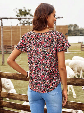EMERY ROSE Blusa con estampado floral de manga mariposa
