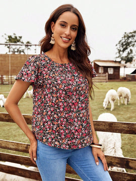 EMERY ROSE Blusa con estampado floral de manga mariposa