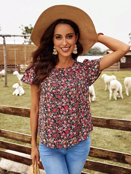 EMERY ROSE Blusa con estampado floral de manga mariposa