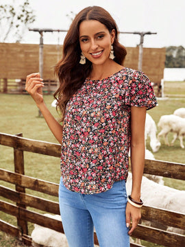 EMERY ROSE Blusa con estampado floral de manga mariposa