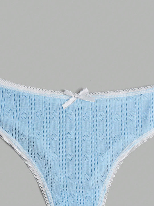 ROMWE Kawaii 3 piezas Tanga unicolor de canale