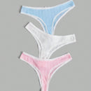 ROMWE Kawaii 3 piezas Tanga unicolor de canale