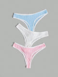 ROMWE Kawaii 3 piezas Tanga unicolor de canale